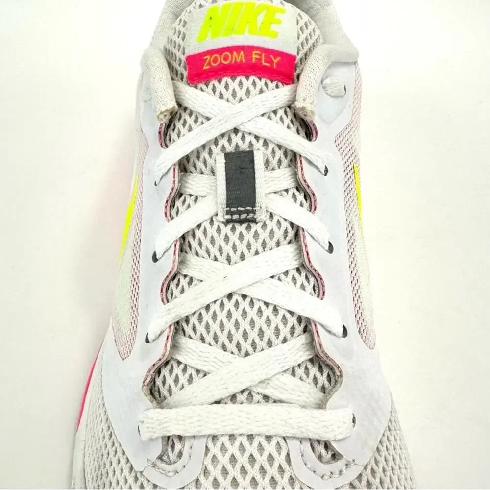 Nike Zoom Fly Dynamic Support Women Running Sneakers Size 10 White Pink Yellow
